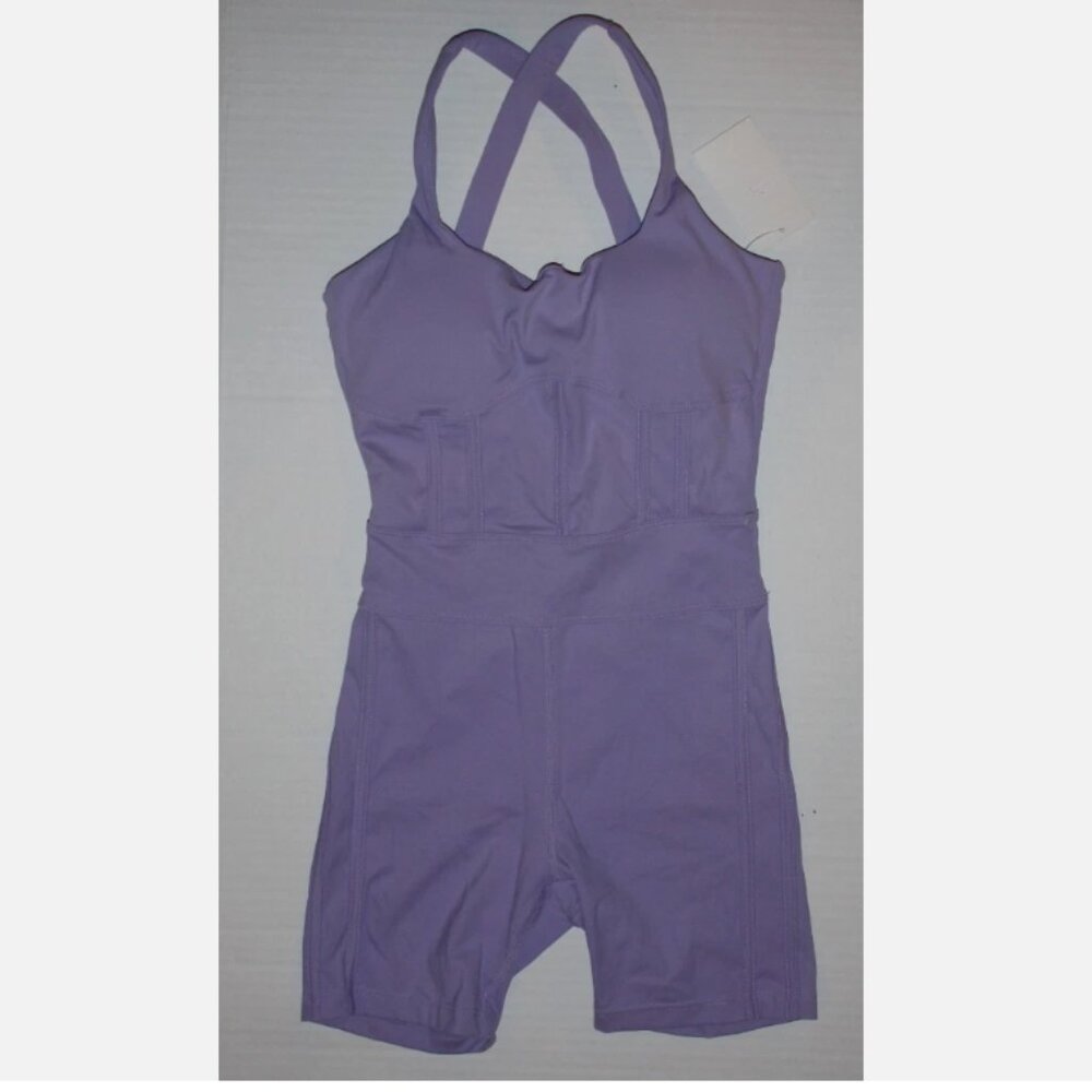 NWT FlexLiving Playsuit Activewear Romper Lavender Purple Bodysuit Sz XS/S